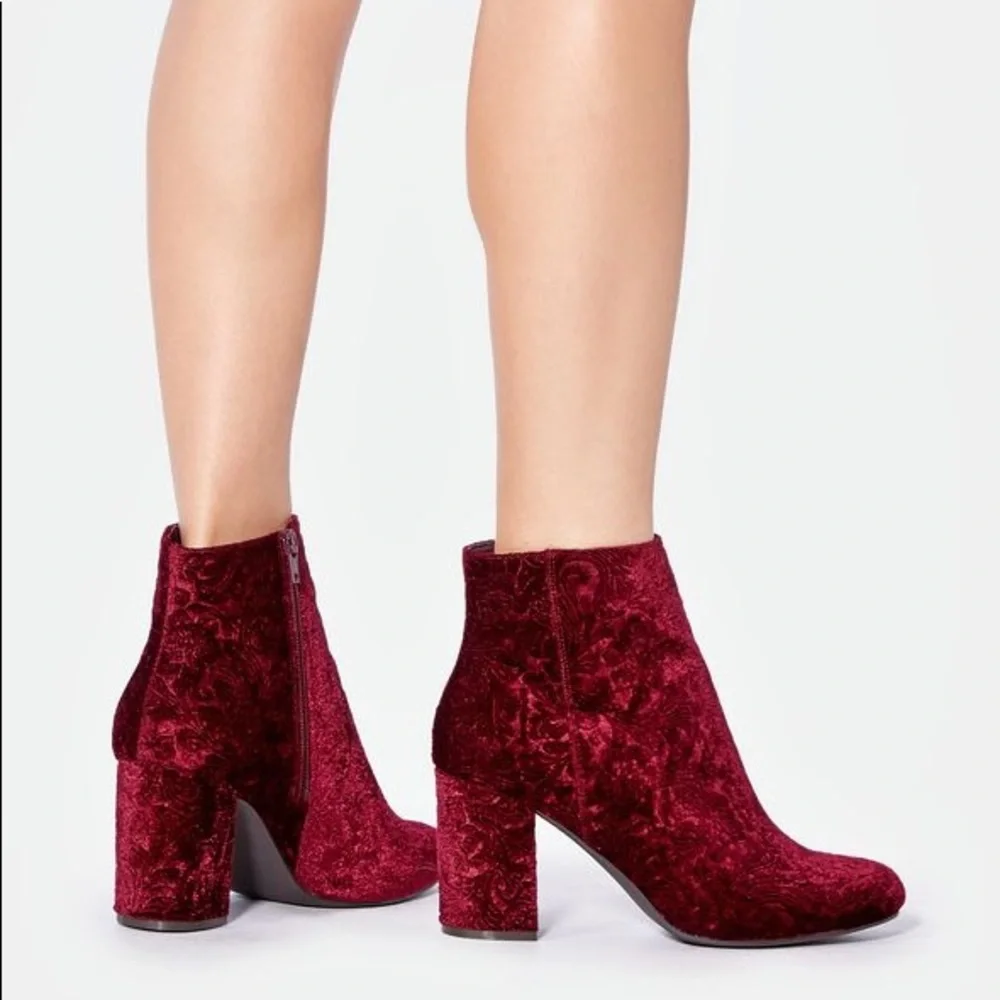 Just Fab Burgundy Loreida Heeled Bootie - Picture 2 of 7
